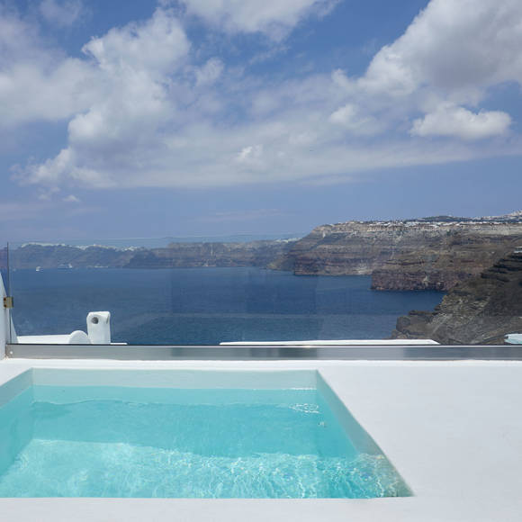 Santorini View Hotel Deluxe Double room with Panoramic sea Caldera View and balcony with Hot Tub